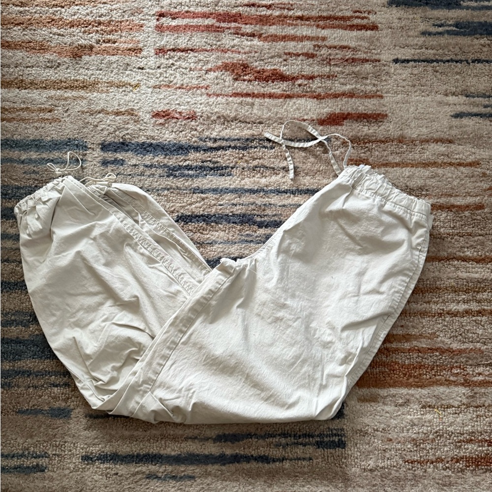 Lightweight White Drawstring Jogger Pants